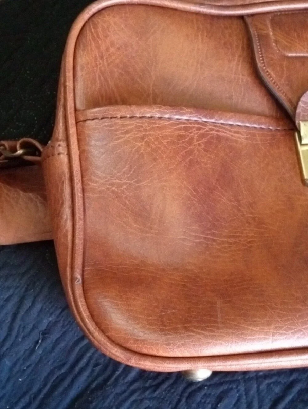 70s Classic Brown Vinyl Carry On Travel Shoulder Laptop Bag